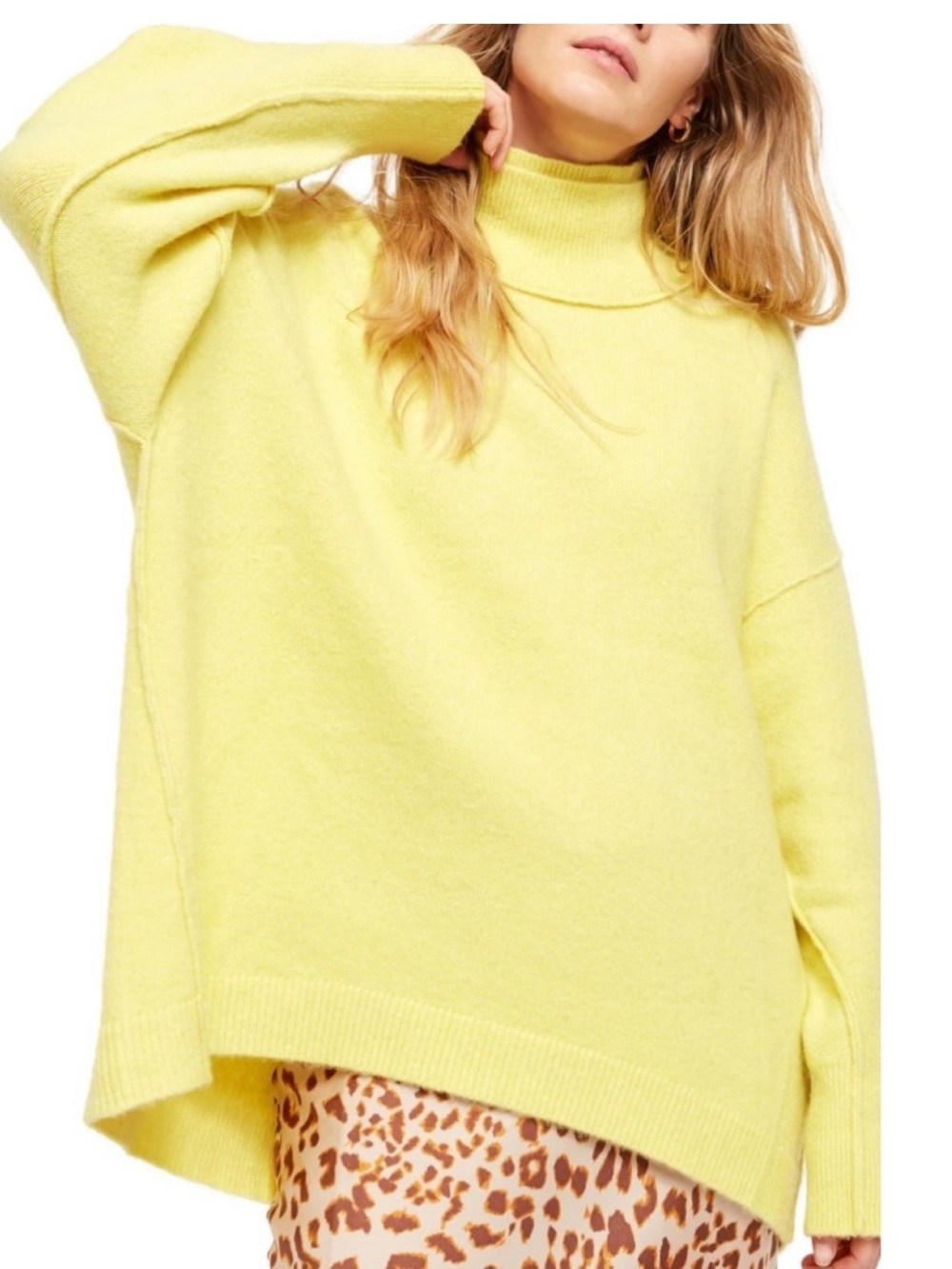 Free People Mock Neck Oversized Sweater